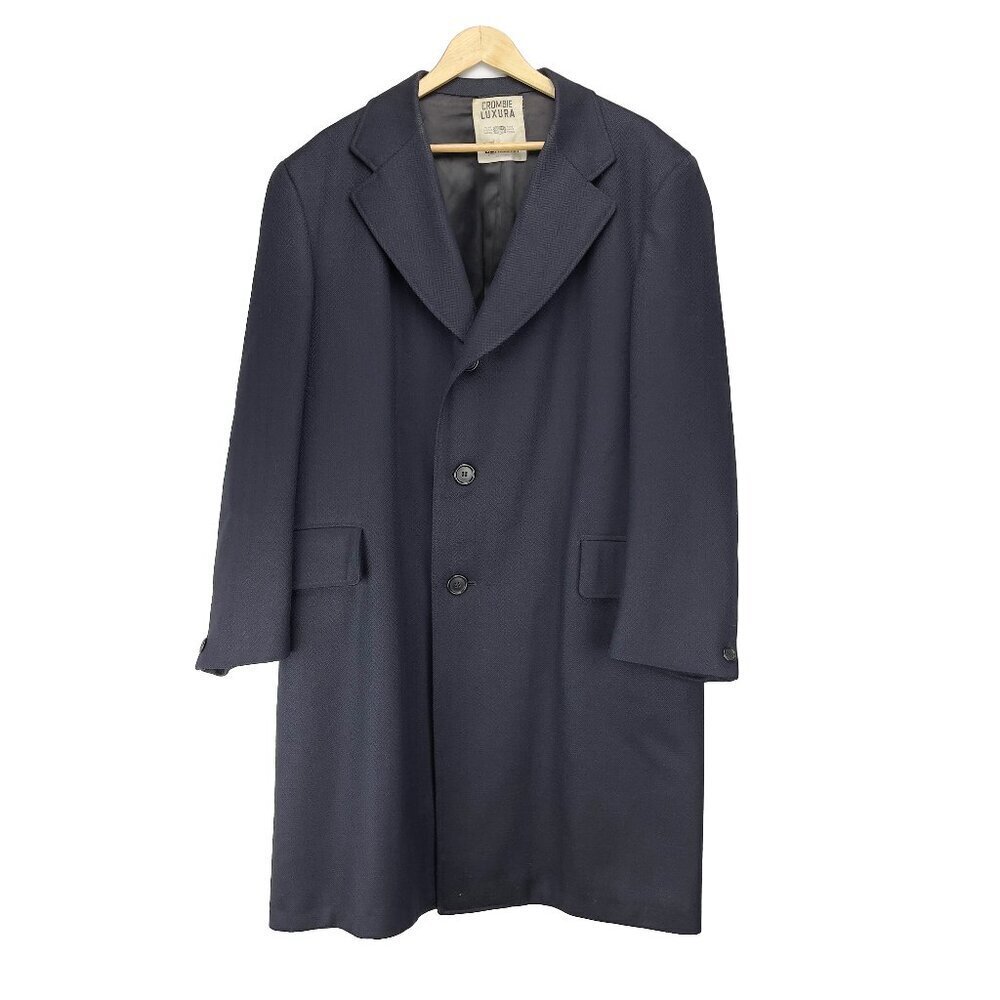 Vintage Men's Navy Single-Breasted Overcoat